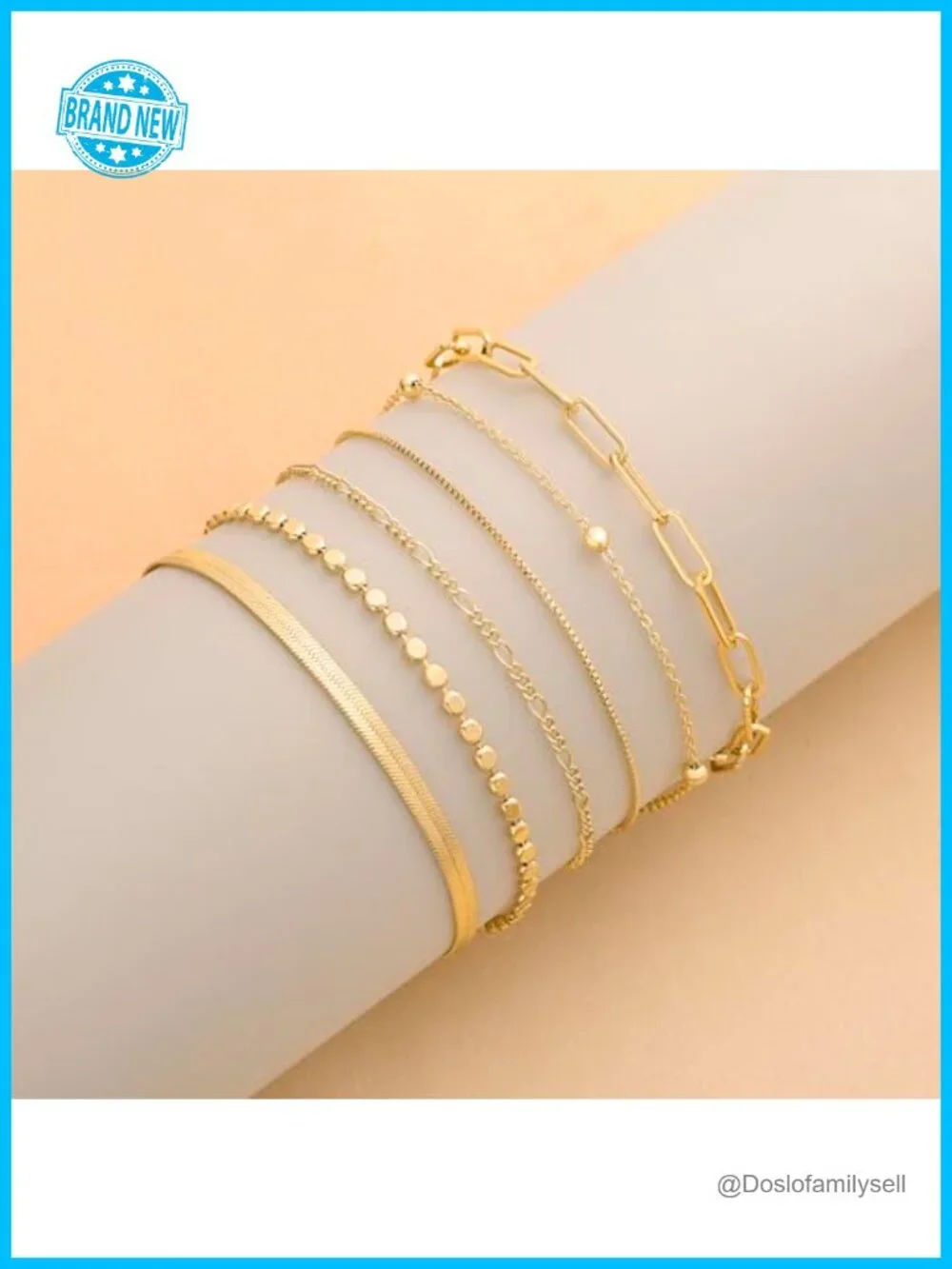 6PCS Gold Plated Bracelets Set for Women Dainty Stackable Layered Bracelets Set
